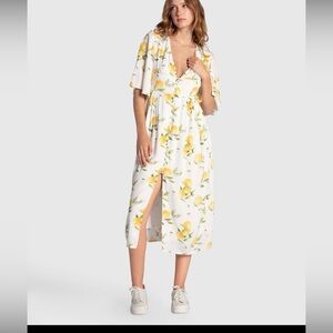 Floral White Button up Midi Dress